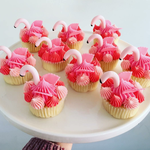 Pink Flamingo Buttercream Cupcakes