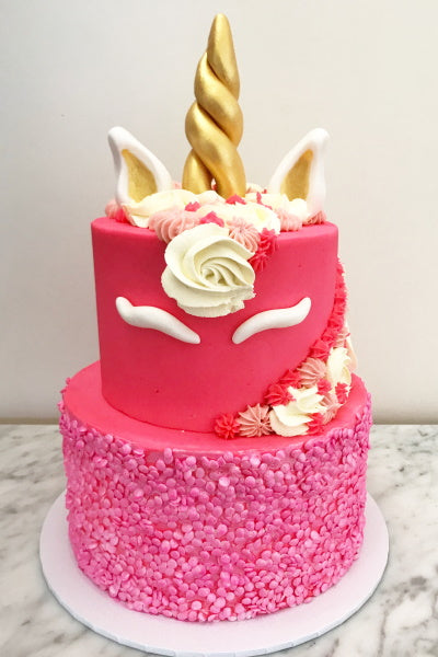Pink Unicorn Cake (Two-Tier, 1/2 height)